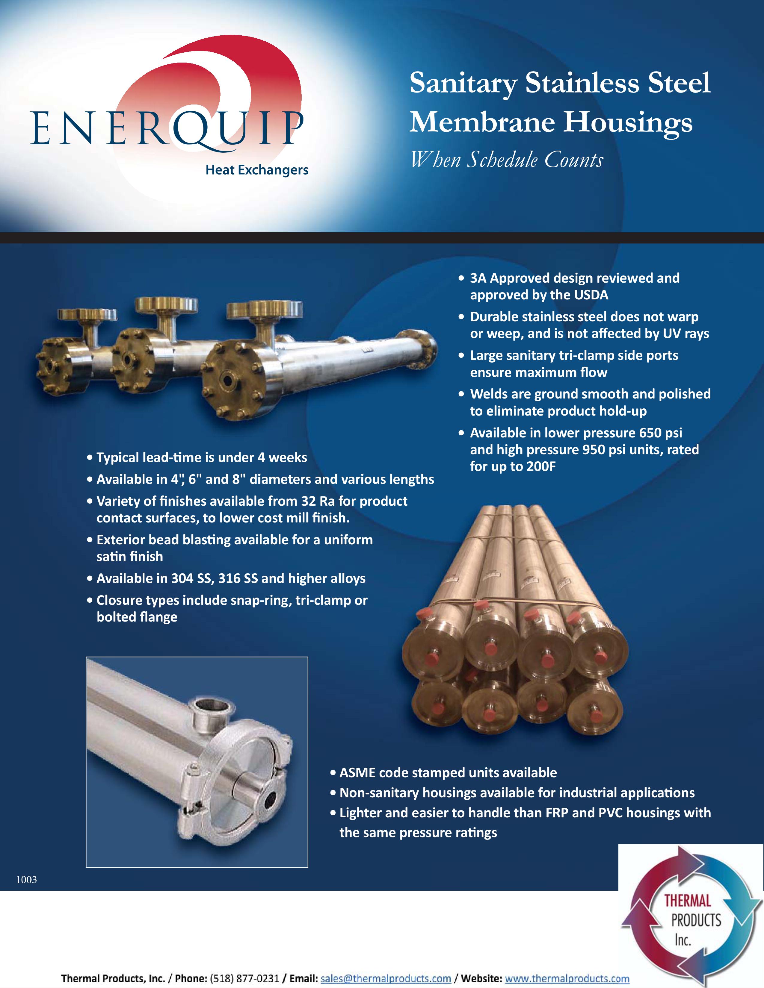 Sanitary Stainless Steel Membrane Housings