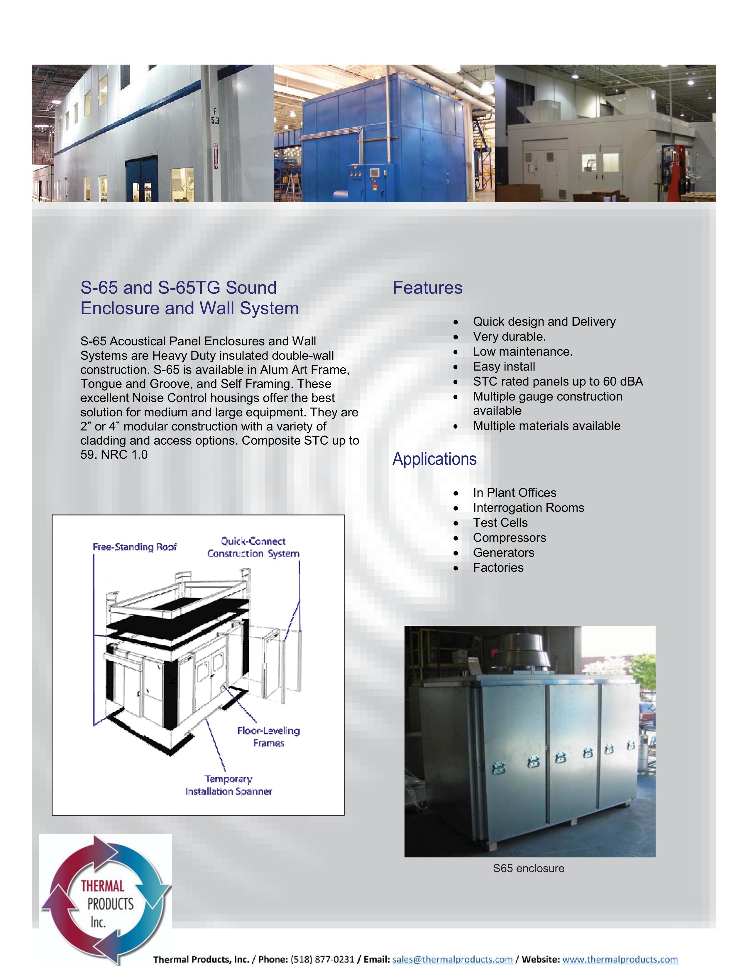 S-65 and S-65TG Sound Enclosure and Wall System