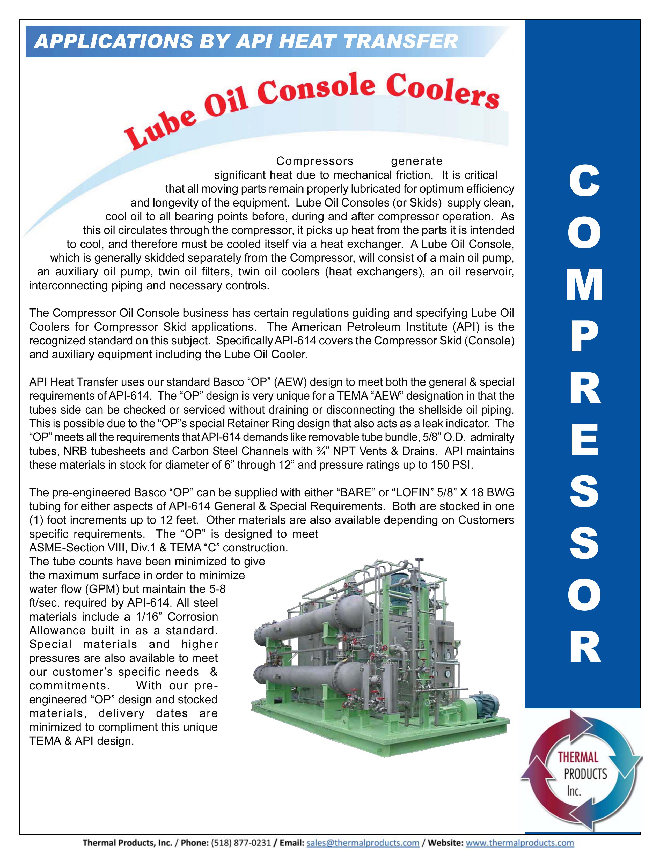 Lube Oil Console Coolers