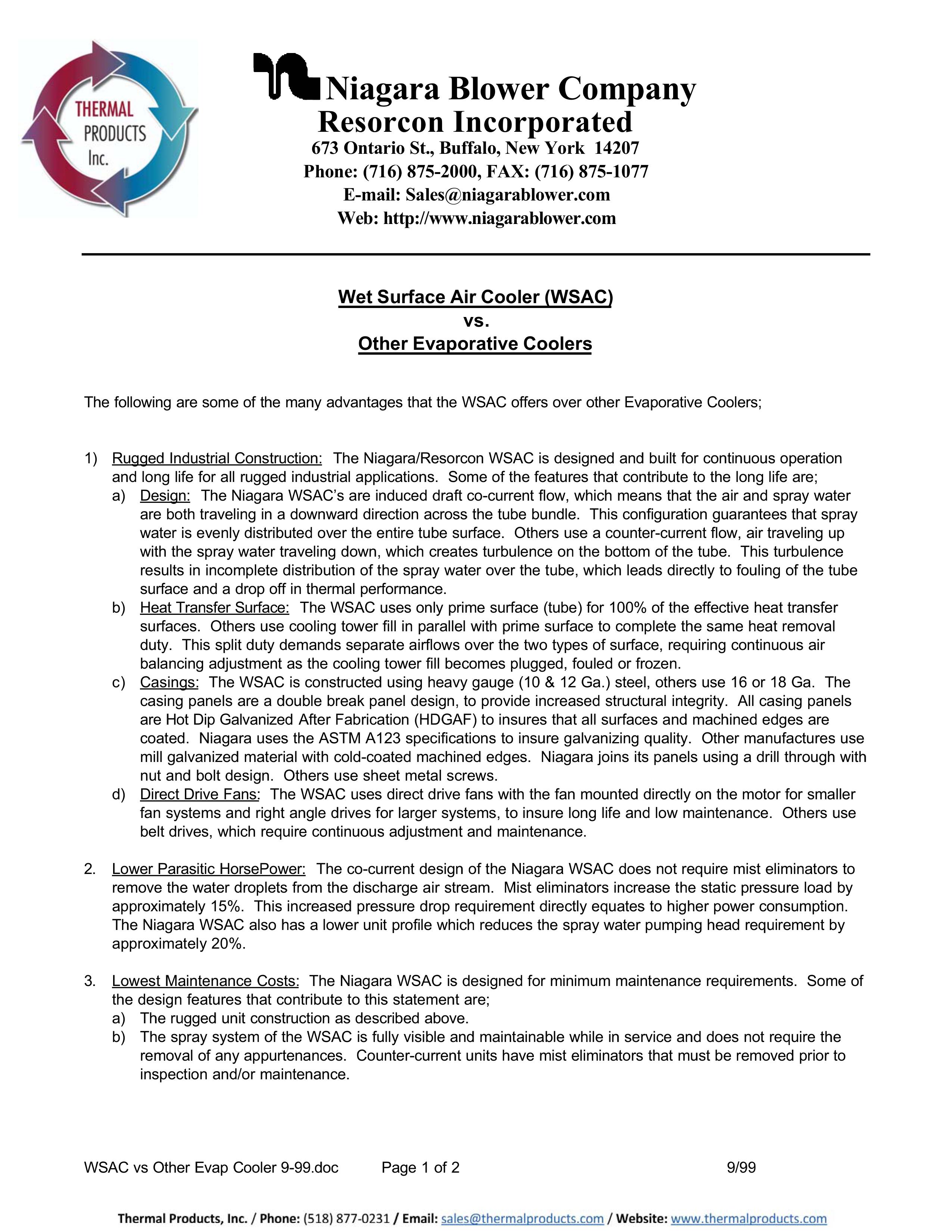 WSAC vs other Evaporative Coolers