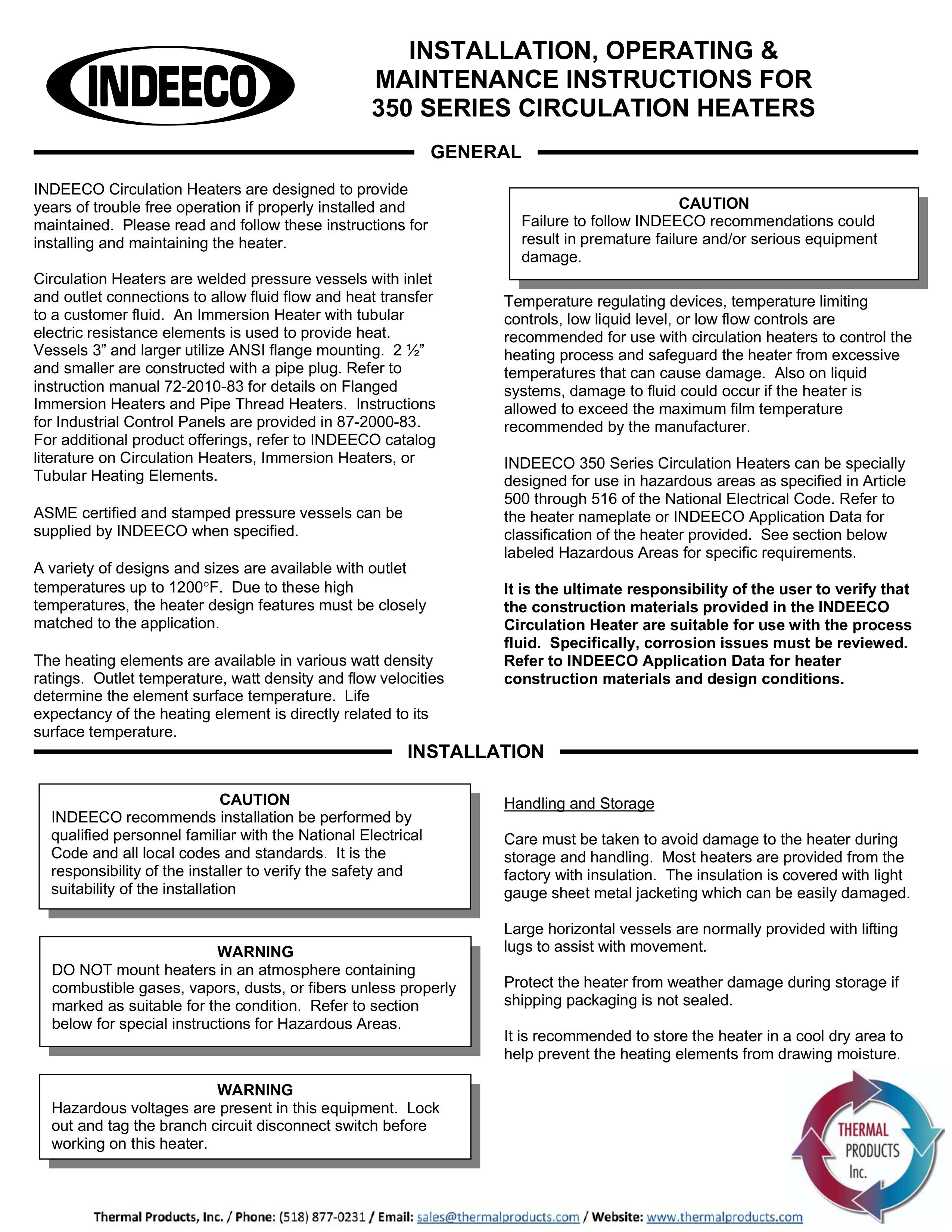Circulation Heaters IOM