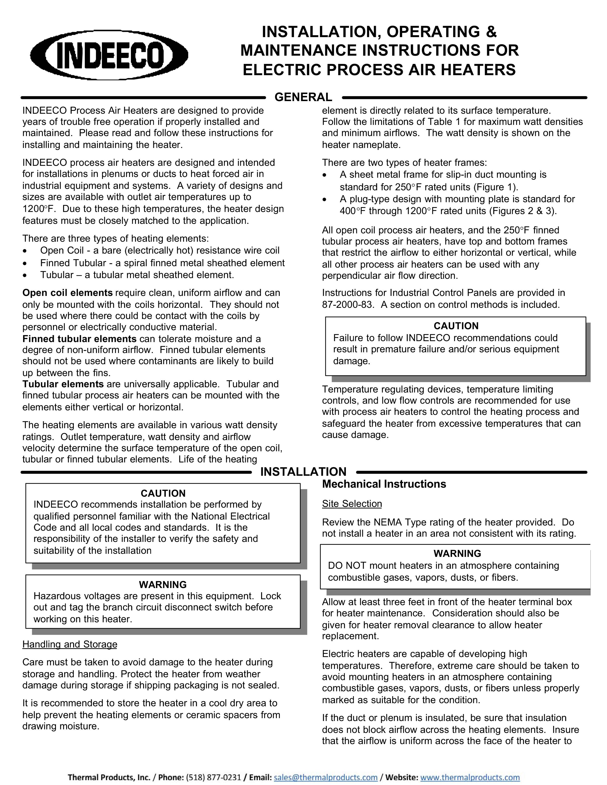 Process Air Heaters IOM