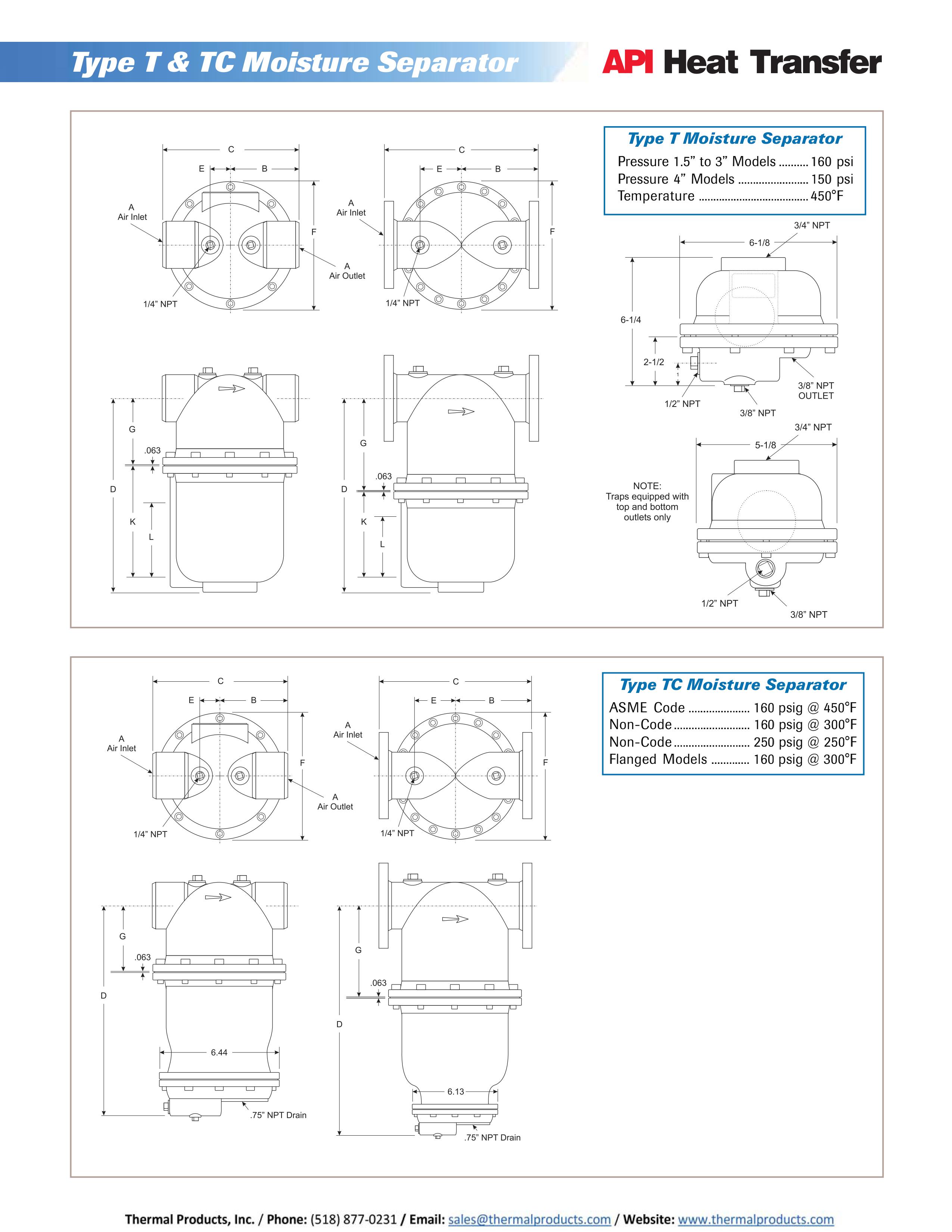 Basco Type T & TC Moisture Separators and Trap - Thermal Products